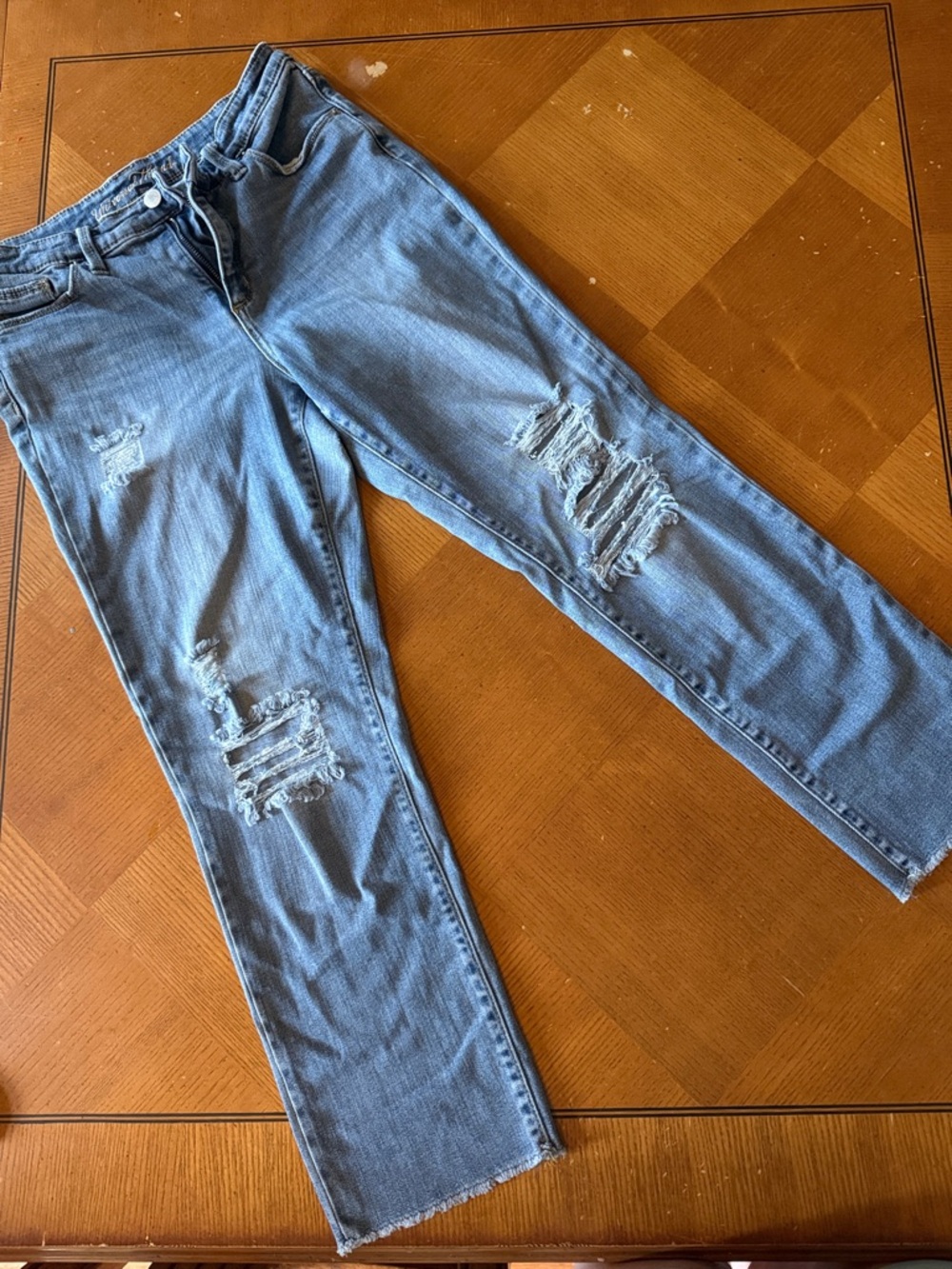Universal Thread high rise light blue distressed denim.